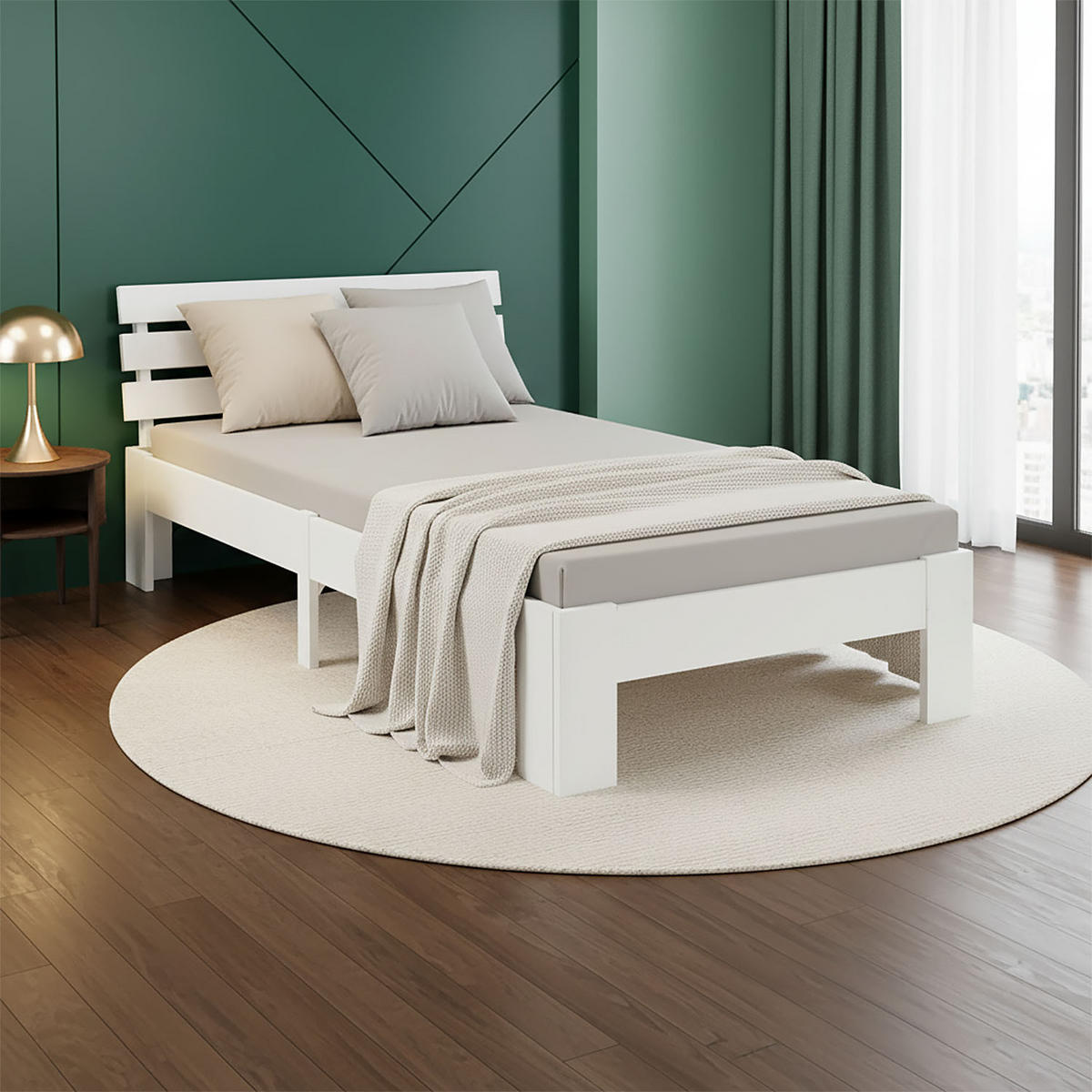 HOLZBETT Weiß 90/200 cm Jugendbett mit Federkernmatratze - Weiß, Holz (90/200cm) - Homestyle4u
