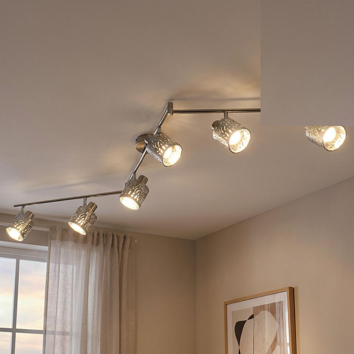 DECKENLEUCHTE Metall Silber mit Dekorstanzungen - Silberfarben, Metall (145/14/18cm) - Globo Lighting