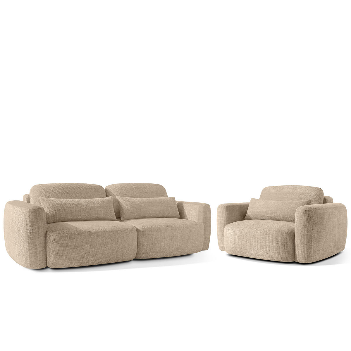 SITZGARNITUR ELOSA - Beige, Holz/Textil (245/85/115cm) - KONSIMO®