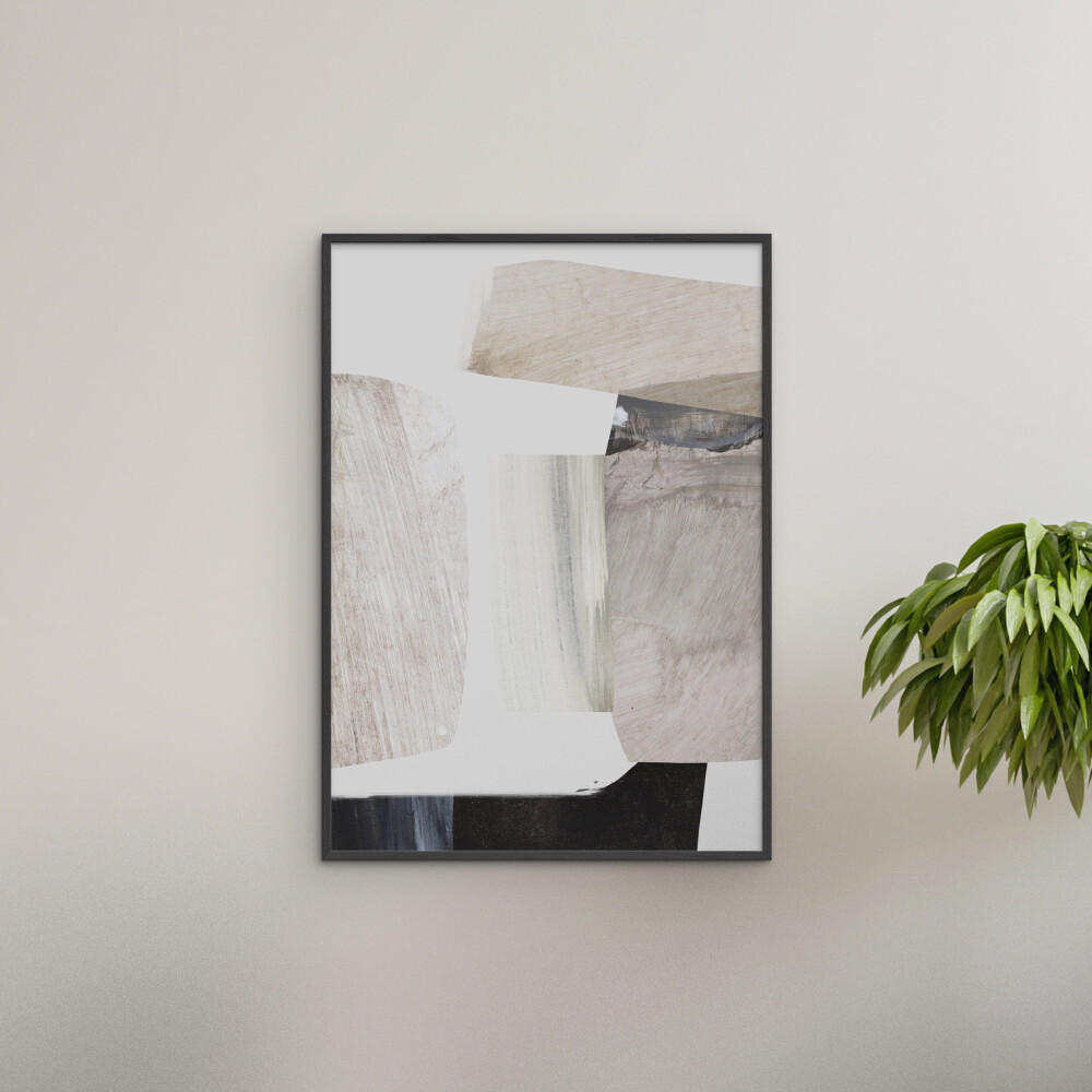 POSTER mit Rahmen Dan Hobday - Clay - Schwarz/Naturfarben, Holz/Papier (50/70/2cm) - Poster&Frame