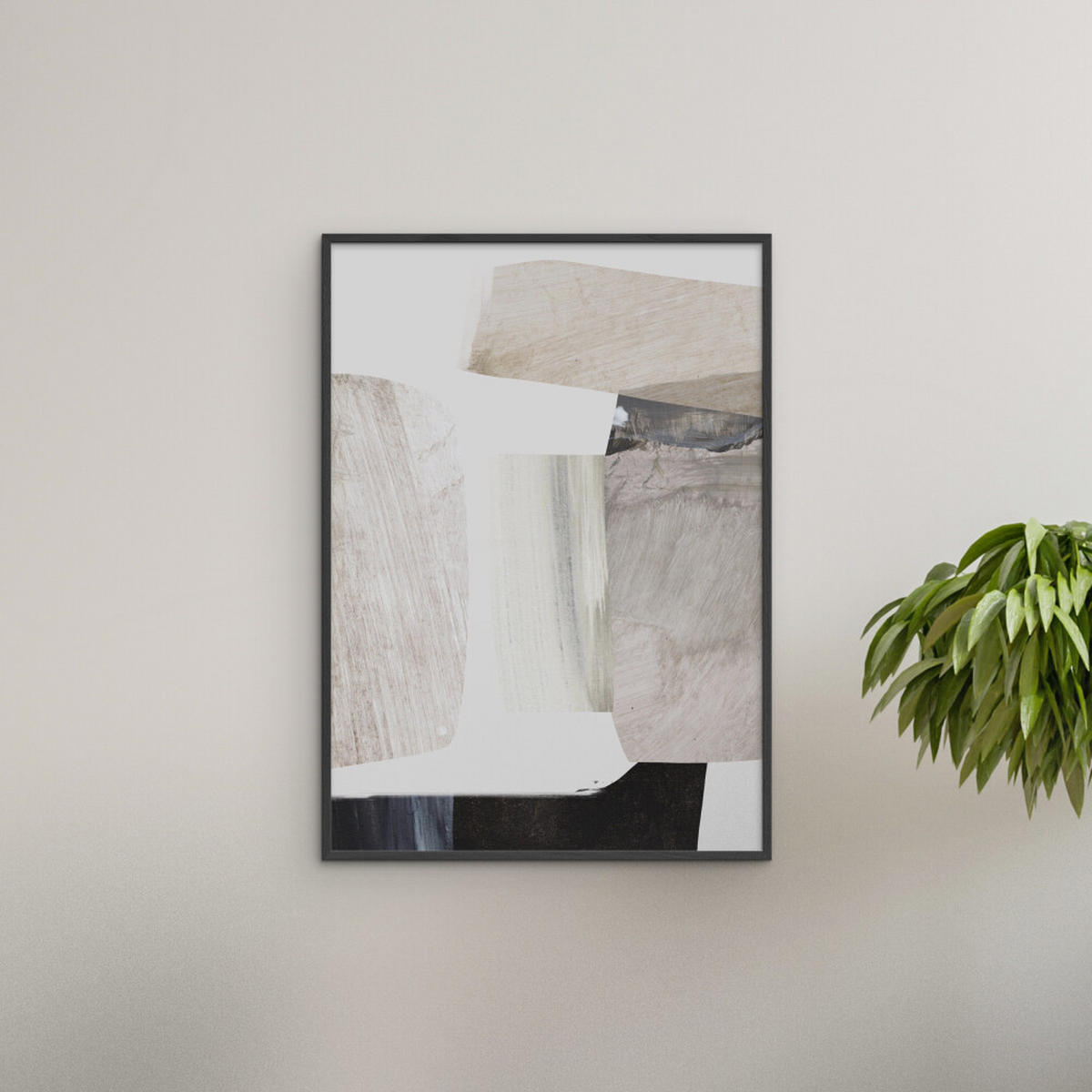 POSTER mit Rahmen Dan Hobday - Clay - Schwarz/Naturfarben, Holz/Papier (50/70/2cm) - Poster&Frame