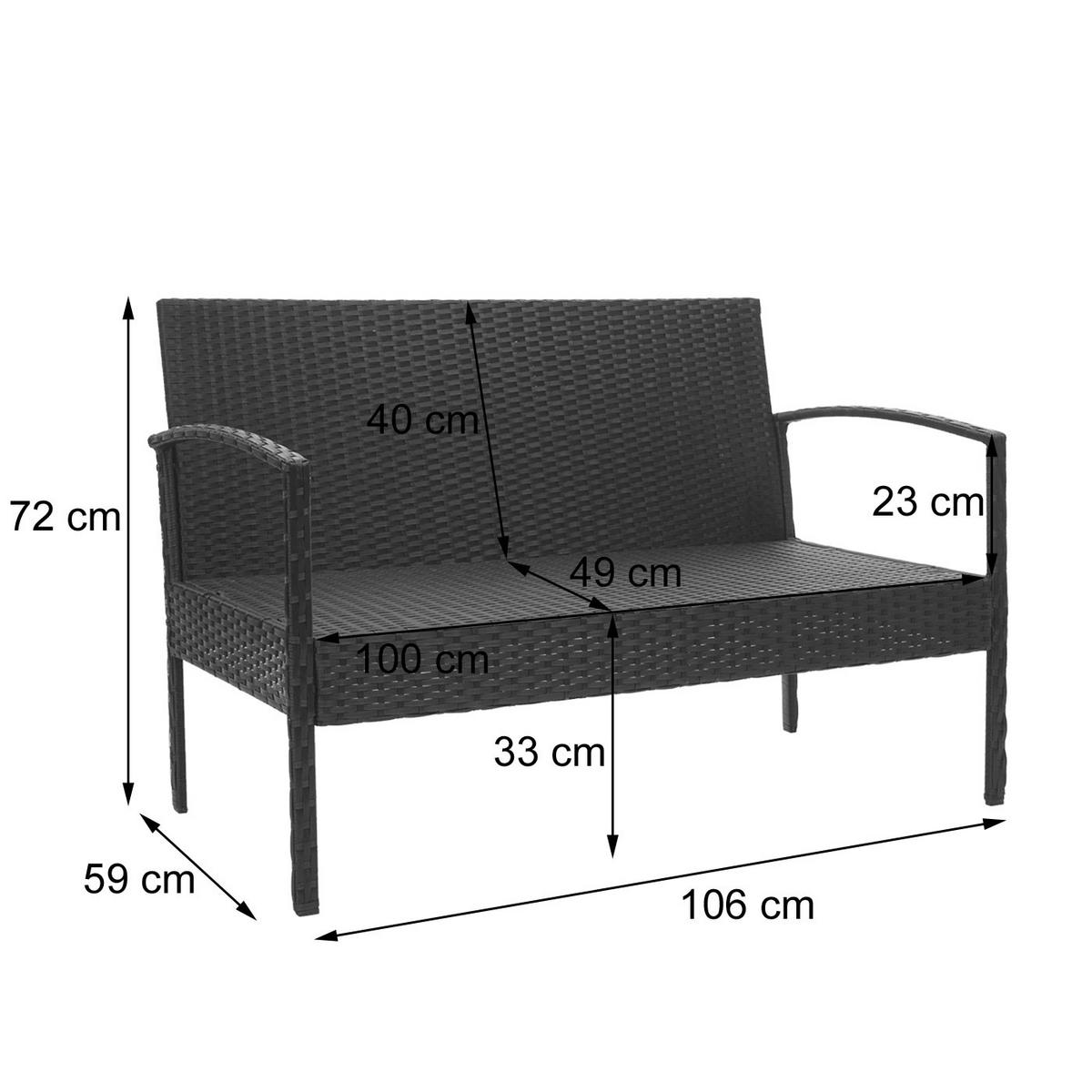 POLY-RATTAN GARNITUR Braun, Cremeweiß - Braun/Weiß, Kunststoff - MCW
