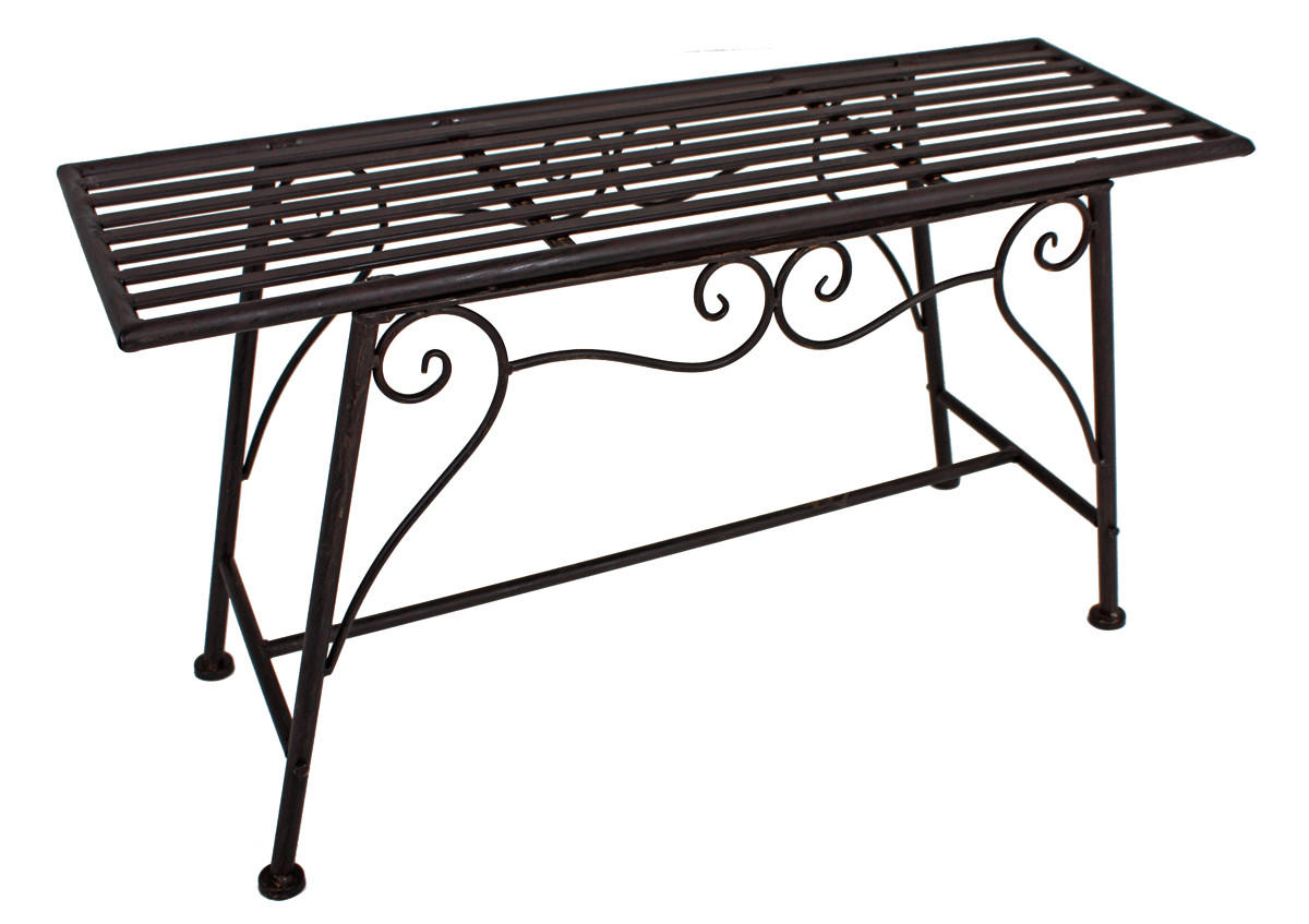 BLUMENBANK Rita Stahl Schwarz-braun 45x27x83cm - Schwarz, Metall (27/45/83cm) - DELUKE