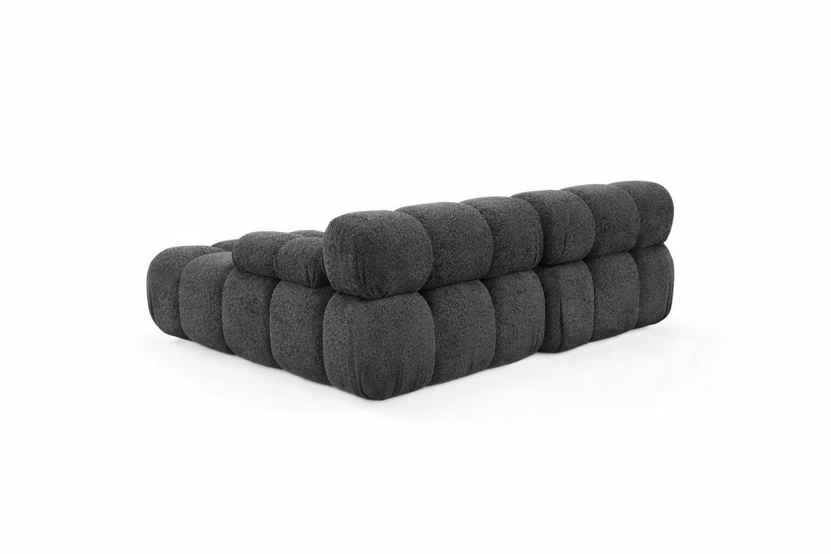 ECKSOFA L-form Mini Modular, Bouclé-Stoff Abriamo, Graphit, Links, Selia - Graphitfarben, Holz (190/160cm) - Kaiser Möbel