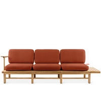 GARTENSOFA ATREDA 3-Sitzer, mit Ablage - Orange, Holz/Textil (245/74/80cm) - KONSIMO®