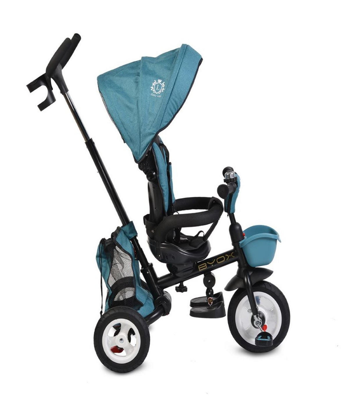 DREIRAD Flexy Lux 3 in 1 türkis Tricycle klappbar, Gummireifen, drehbarer Sitz - Grün, Metall (75/52/110cm)