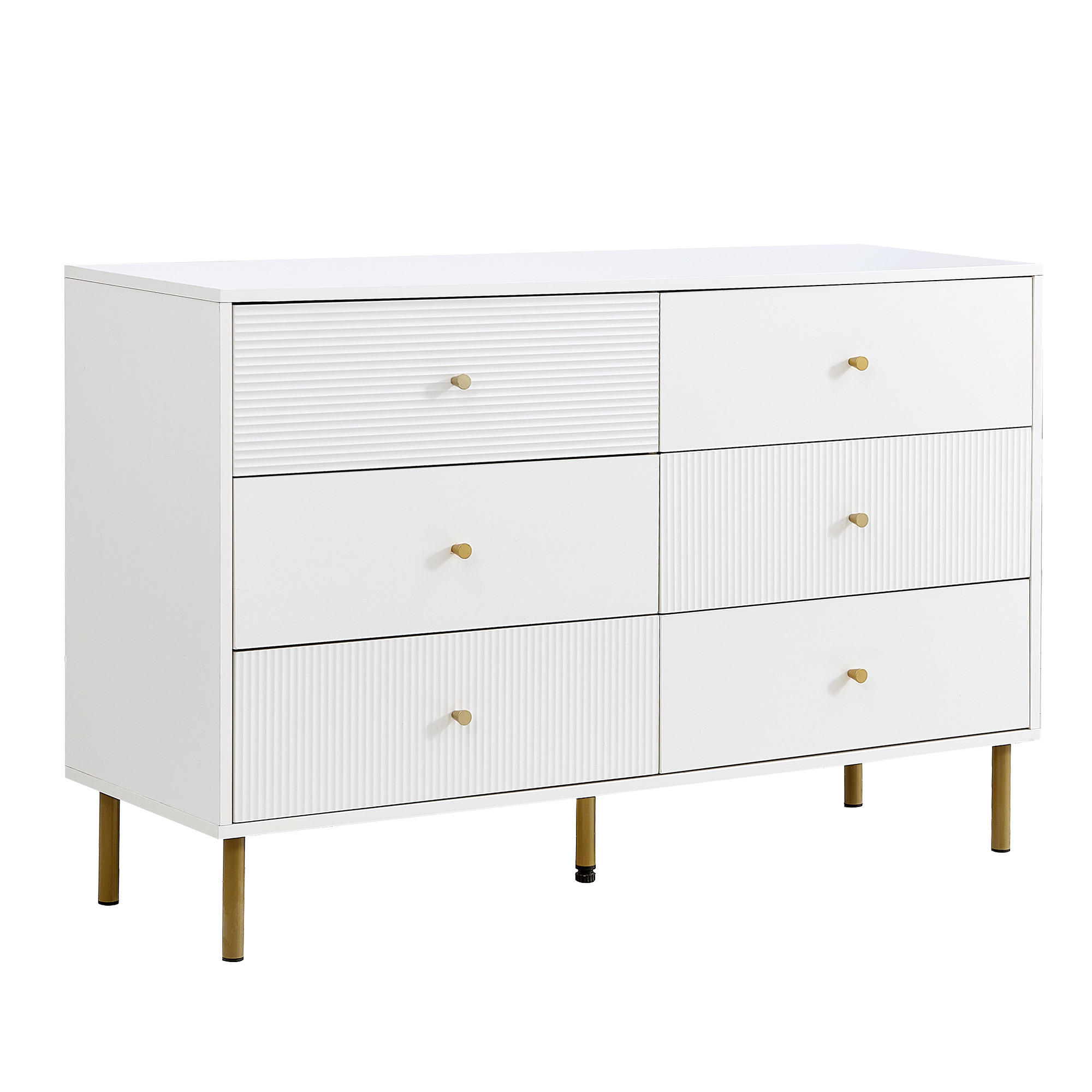 SIDEBOARD mit 6 Schubladen Elegante Kommode Weiß - Weiß, Holzwerkstoff (120/78/40cm) - Urban Meuble