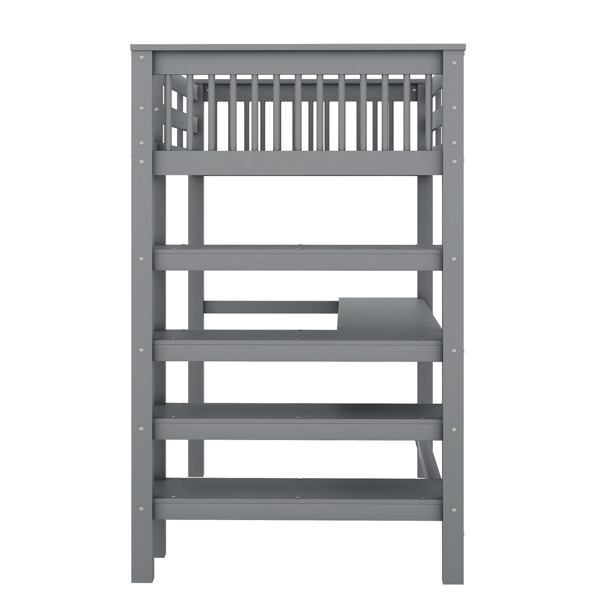 HOCHBETT 90/200 cm mit Schreibtisch, Ablagefächern und sicherem Geländer, Grau - Grau, Holzwerkstoff (90/200cm) - Redom