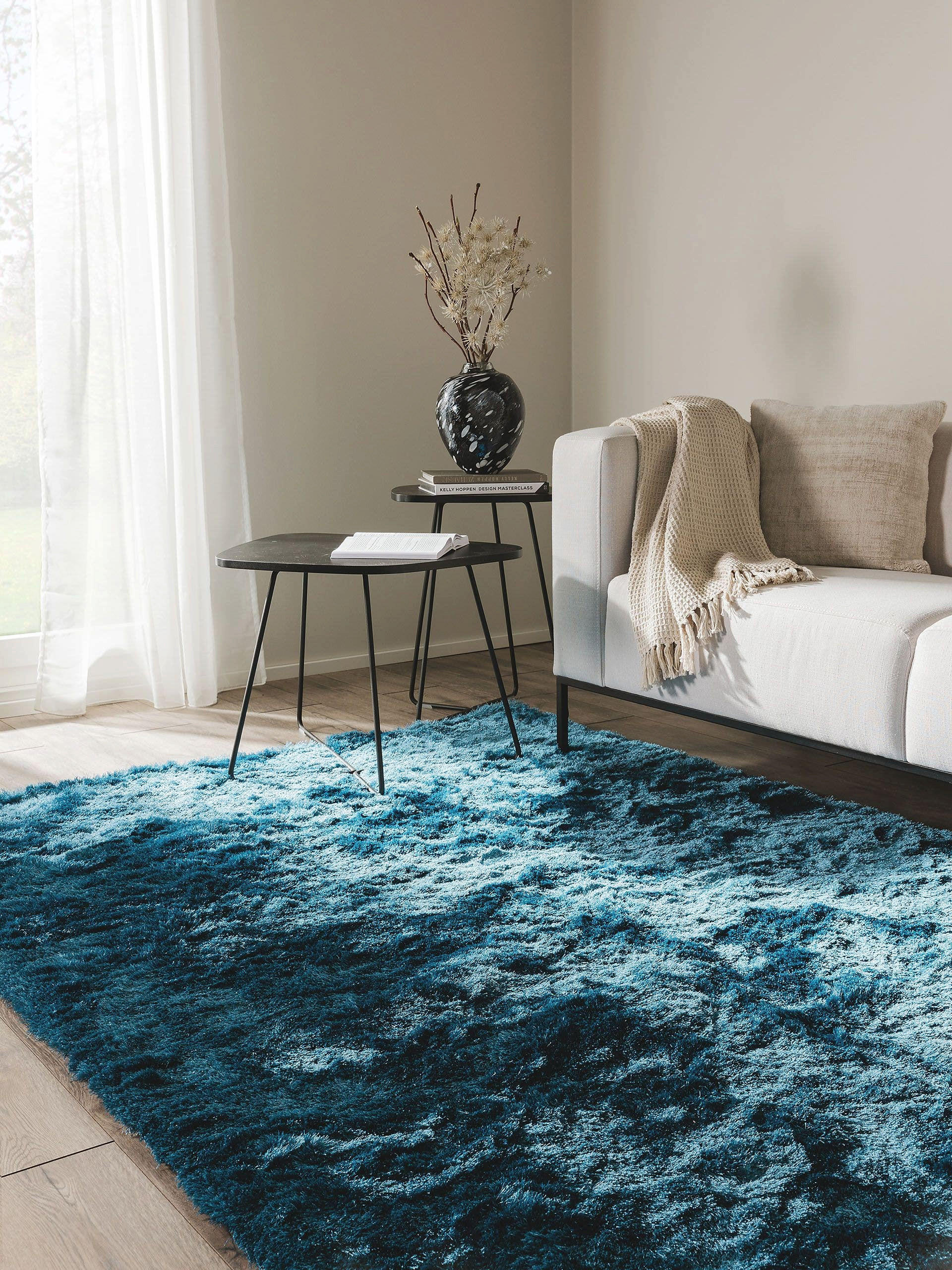 HOCHFLORTEPPICH Whisper Blau 160x230 cm - Blau, Textil (160/230cm) - benuta Nest