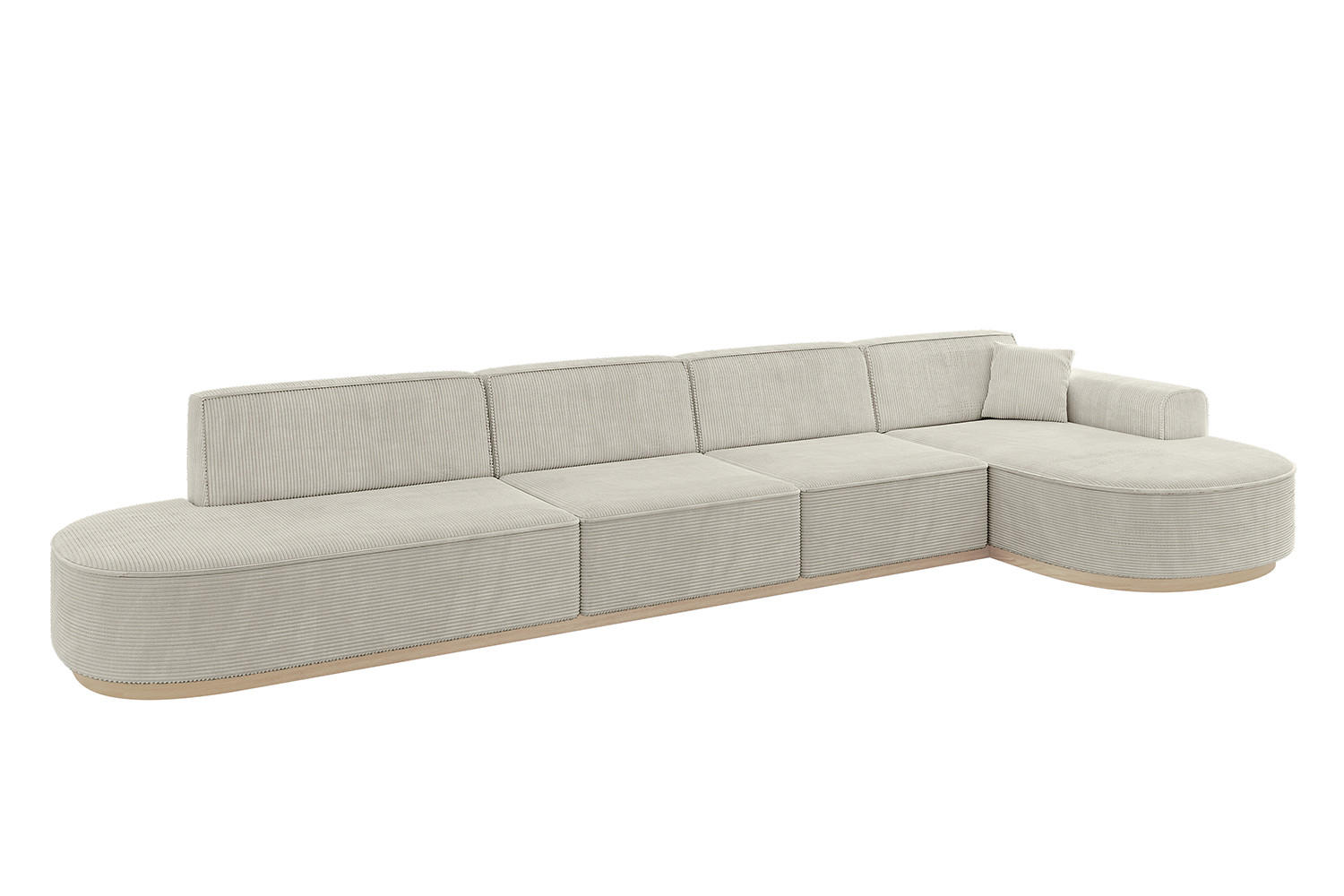 ECKSOFA Ottomane Rechts MARI-L3-v1 - 413x171x83 cm Hellgrau Cord - Hellgrau, Holzwerkstoff/Textil (171/413cm) - ALTDECOR