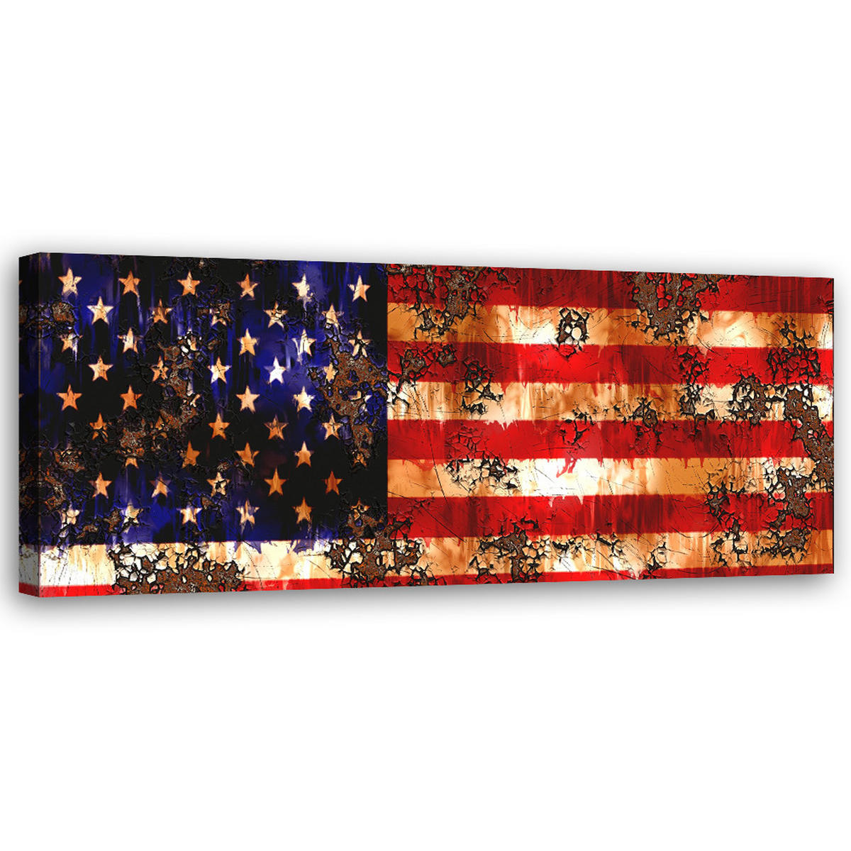 WANDBILD us flagge - Multicolor, Textil (90/30cm) - Feeby