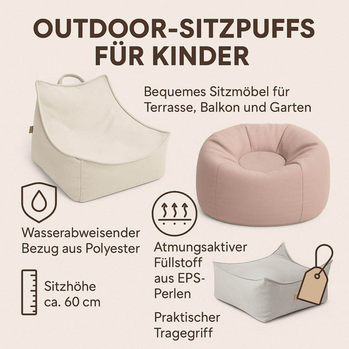 SESSEL Outzy für Kinder, Grau - Grau, Textil (40/50/60cm) - MeowBaby