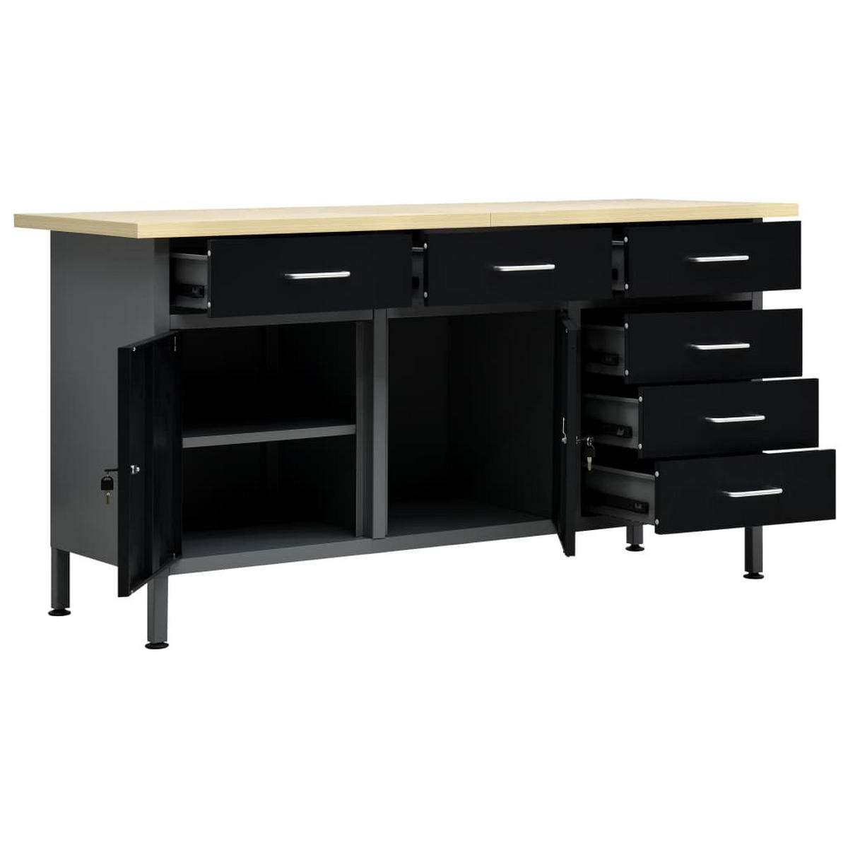 ARBEITSTISCH Schwarz 160/60/85 Cm Stahl - Schwarz, Metall (60/85/160cm) - vidaXL
