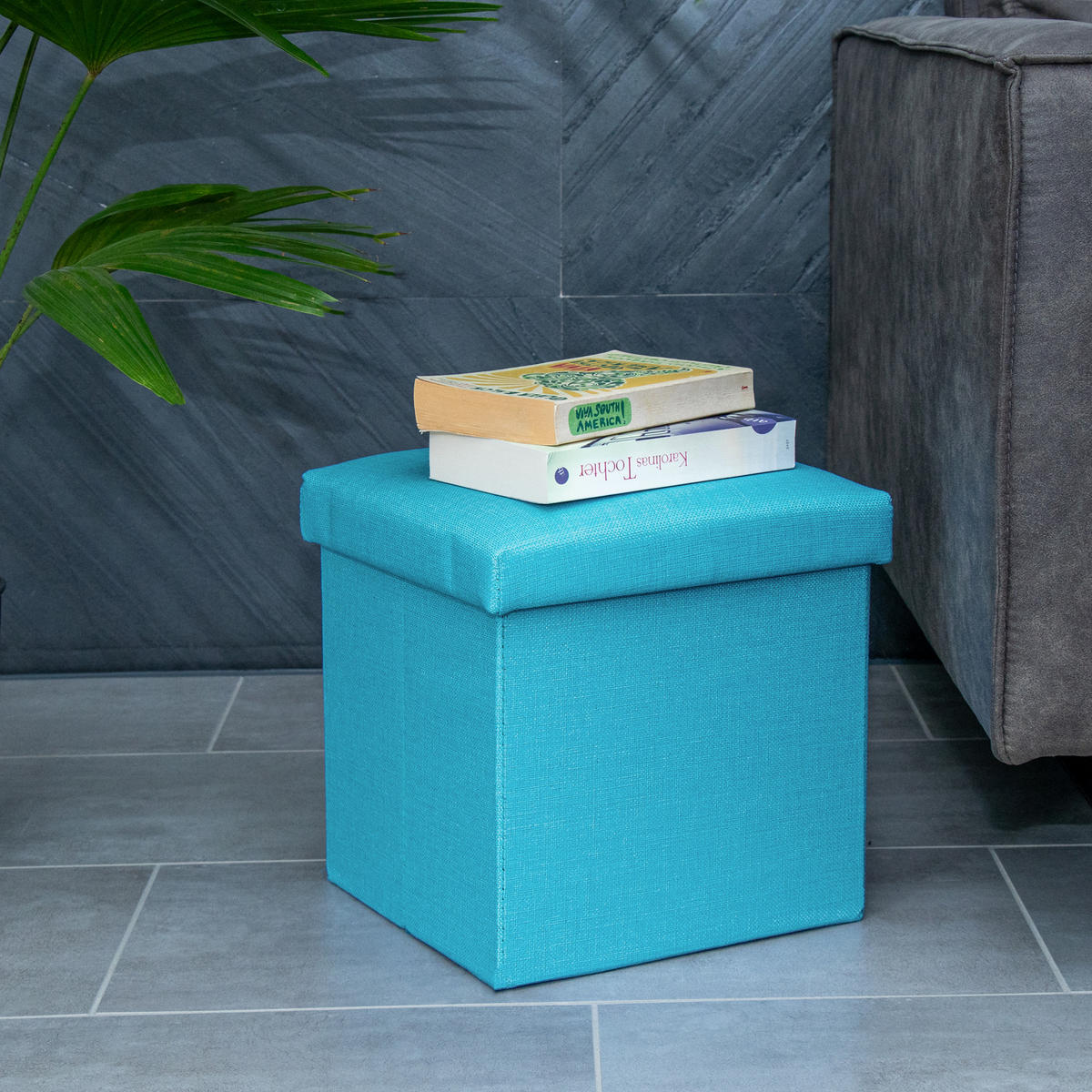 SITZBOX Faltbar 30/30/30 cm (Blau) - Hellblau, Textil (30/30/30cm) - Intirilife