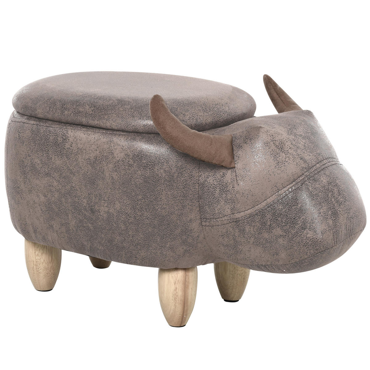 POUF DE-16365 mit Stauraum und Tierkopf-Design Braun - Braun, Textil (35/36/62cm) - ComfortXL