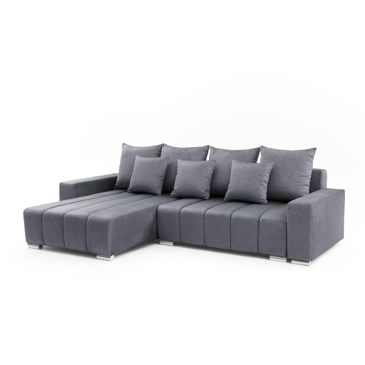 ECKSOFA Piano L Links mit Schlaffunktion 137x234 Velours Dunkelgrau - Dunkelgrau/Silberfarben, Holz/Textil (278/178cm) - Muffo