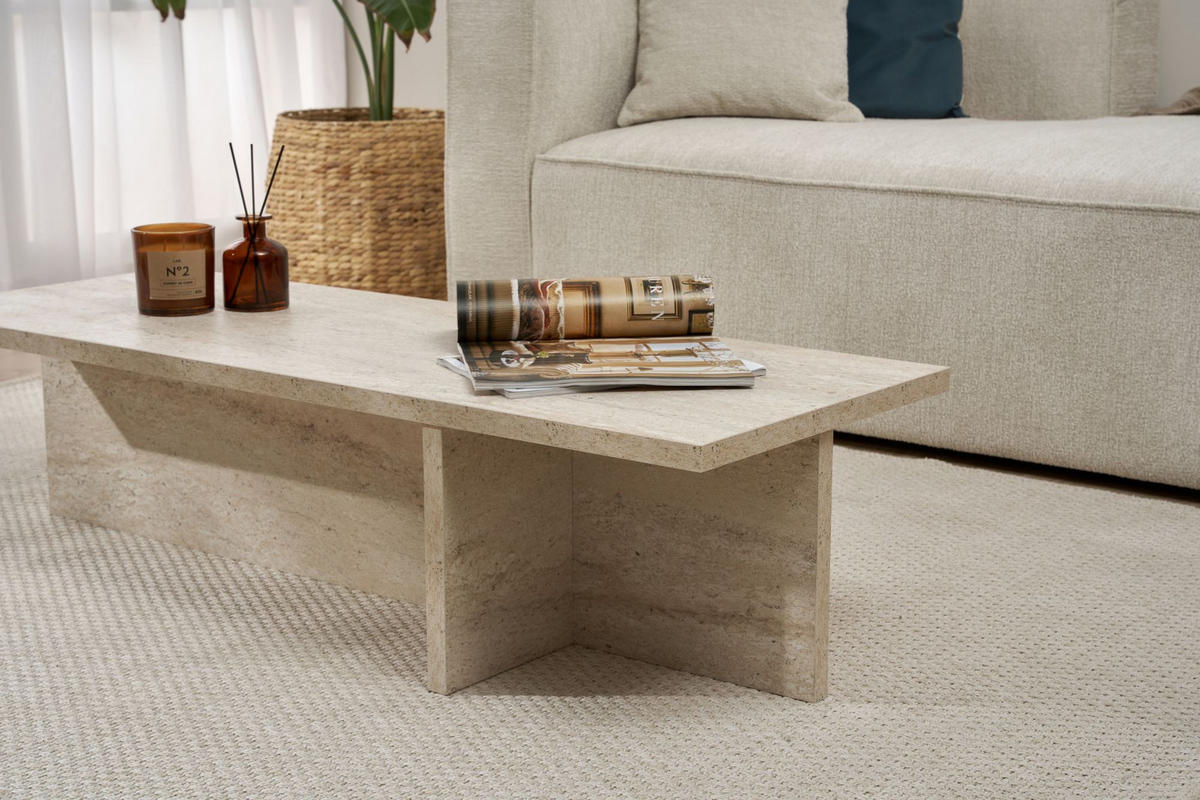 COUCHTISCH Harbor Travertin - Beige, Holz (45/120/30cm) - Habitat Garten