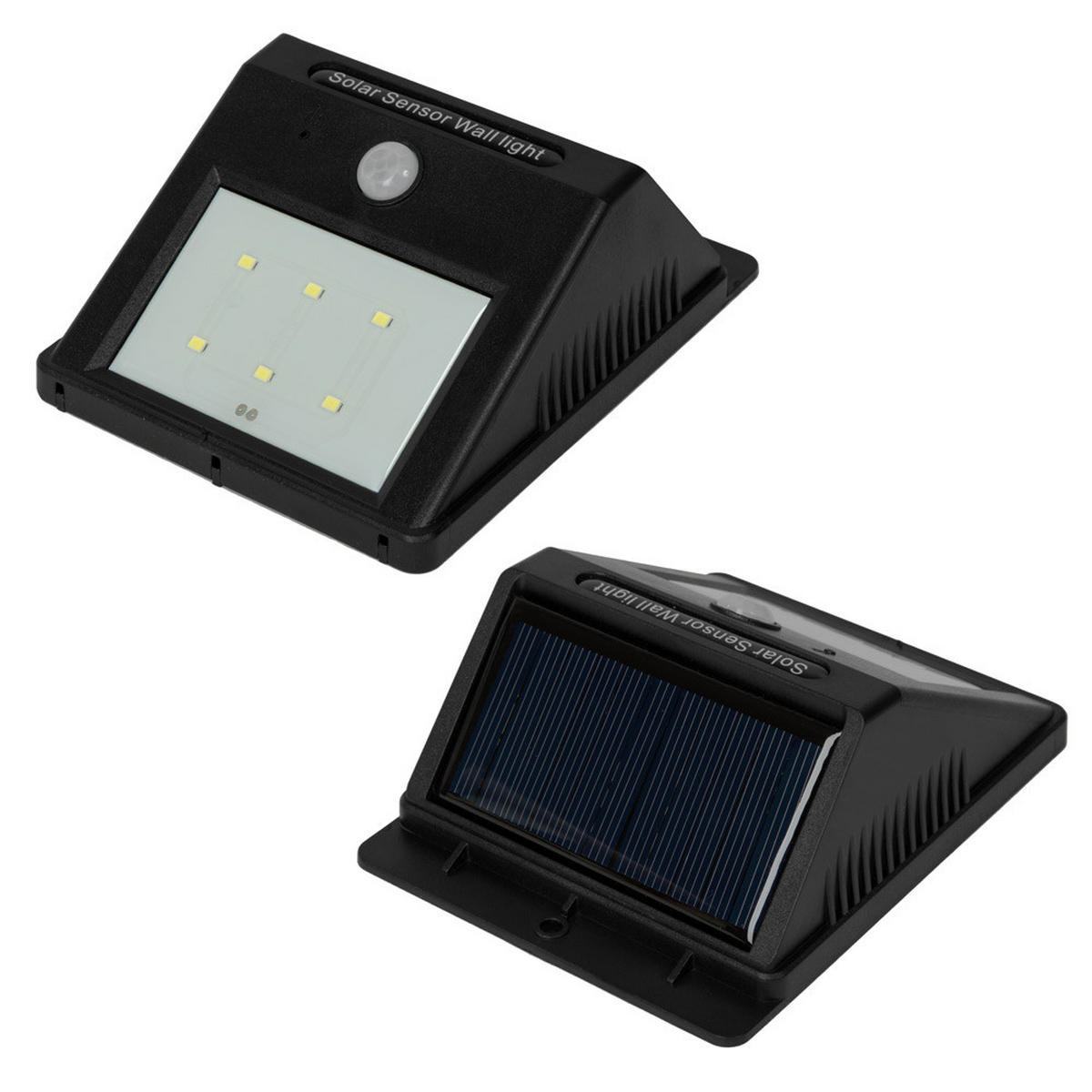 SOLARLAMPE 2er Set mit Bewegungsmelder ,9,7 x 5,1 x 12,4 cm,schwarz - Schwarz, Kunststoff (12.4/9.7/5.1cm) - tectake