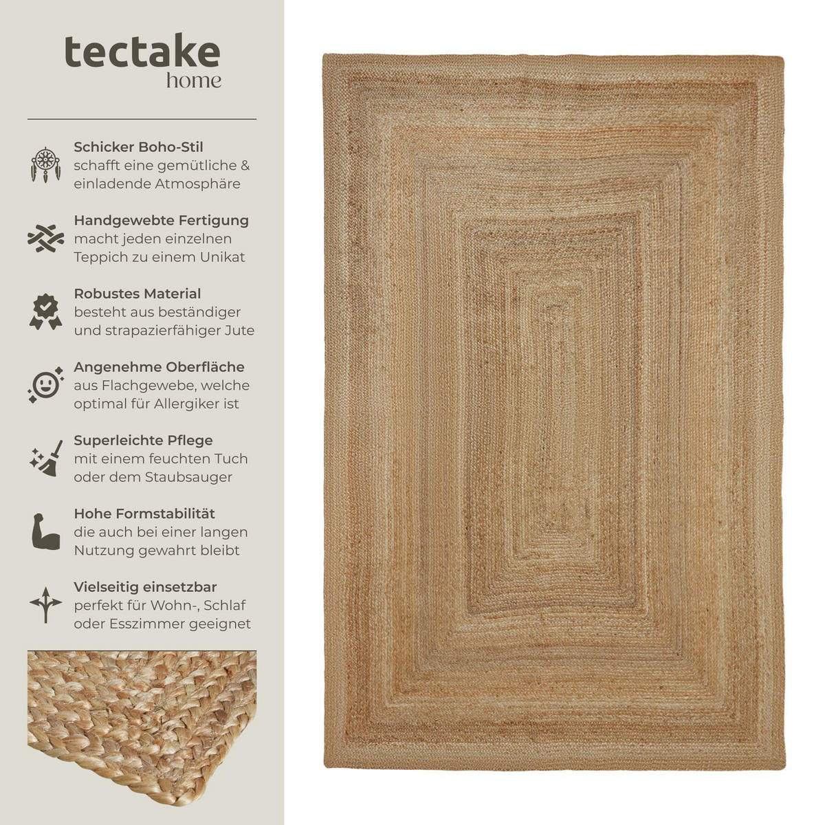 TEPPICH Handgewebt Glim, strapazierfähig und pflegeleicht, braun - Braun, Textil (200/290cm) - tectake