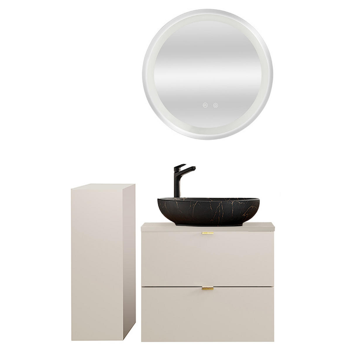 BADMÖBEL-SET 3-TLG. Durango-56 - Beige, Holzwerkstoff (150/200/47cm) - Lomado