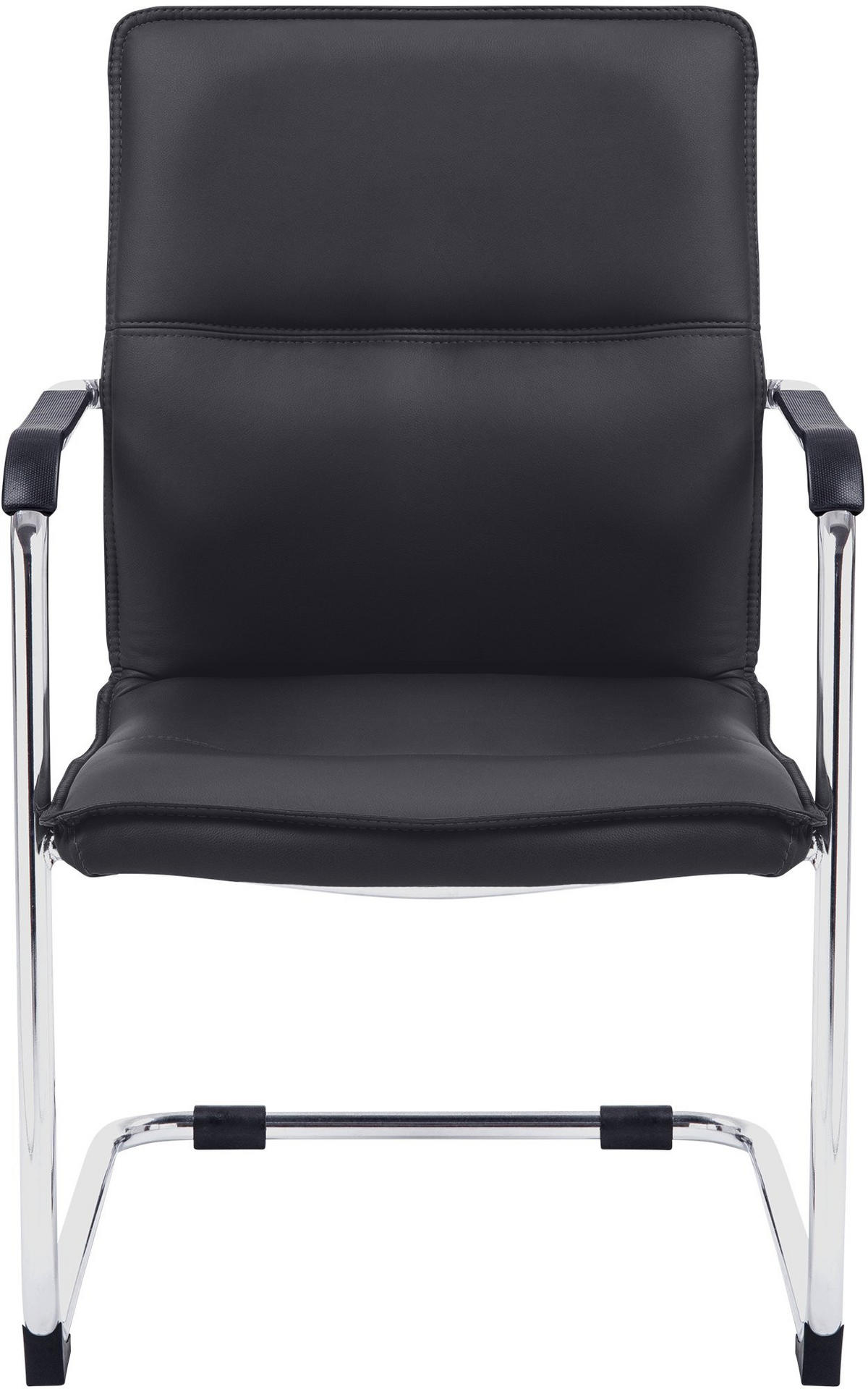 BESUCHERSTUHL SEATTLE 92x56x60 cm Schwarz Kunstleder - Schwarz, Leder/Metall (56/92/60cm) - DELUKE