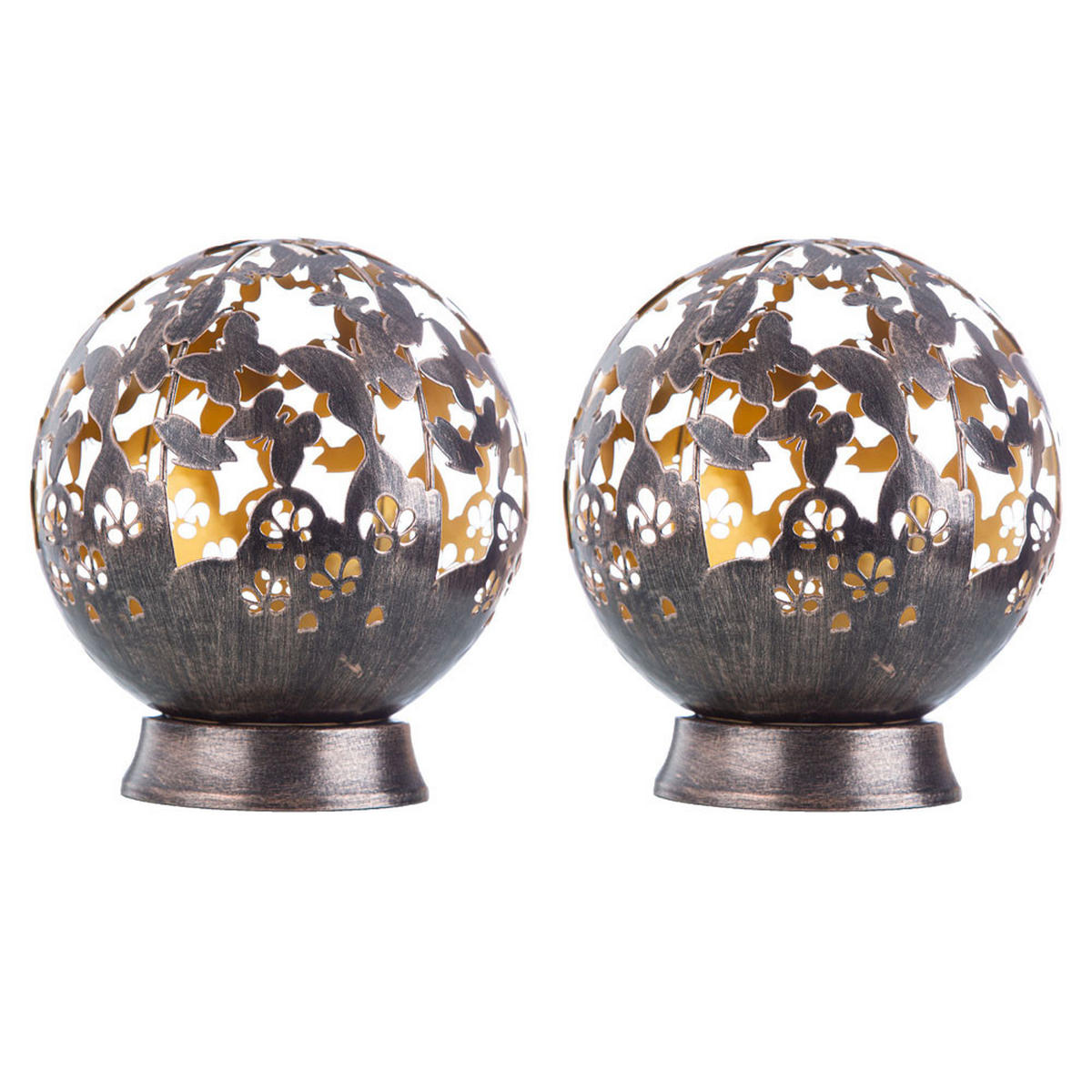 LED AUSSENLEUCHTE Metall Schwarz Kugel-Design 2er Set - Schwarz, Metall (20/20/22.5cm) - Nowa
