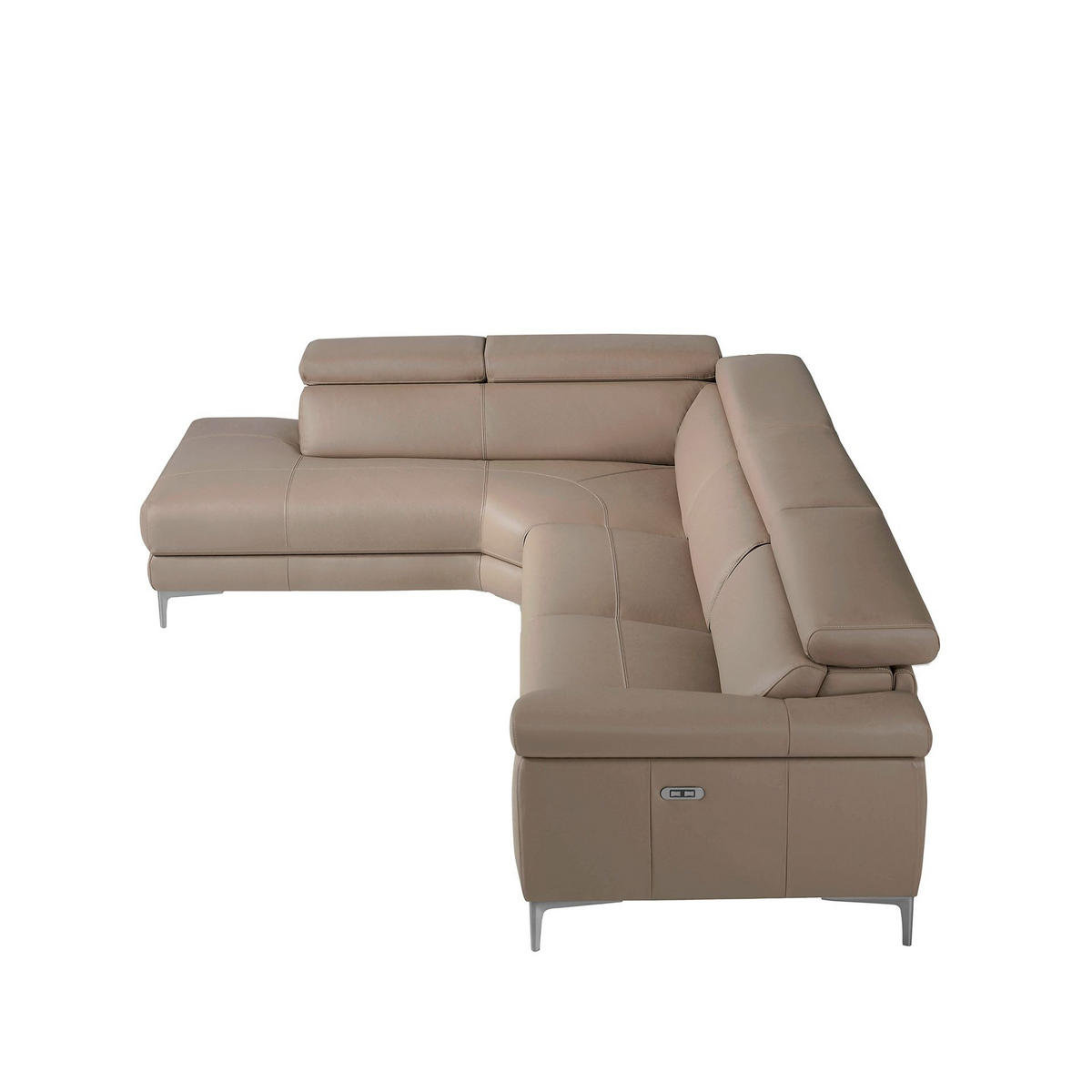 ECKSOFA Relax chaise longue sofa links nerz leder 295/232/97 cm - Taupe/Beige, Leder (295/232cm) - ANGEL CERDA