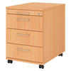 ROLLCONTAINER - 3 Materialschubladen 58/42,8/59 cm in Buchefarben Bügelgriff (Metall) - Buchefarben, Holzwerkstoff (42.8/59/58cm) - bümö