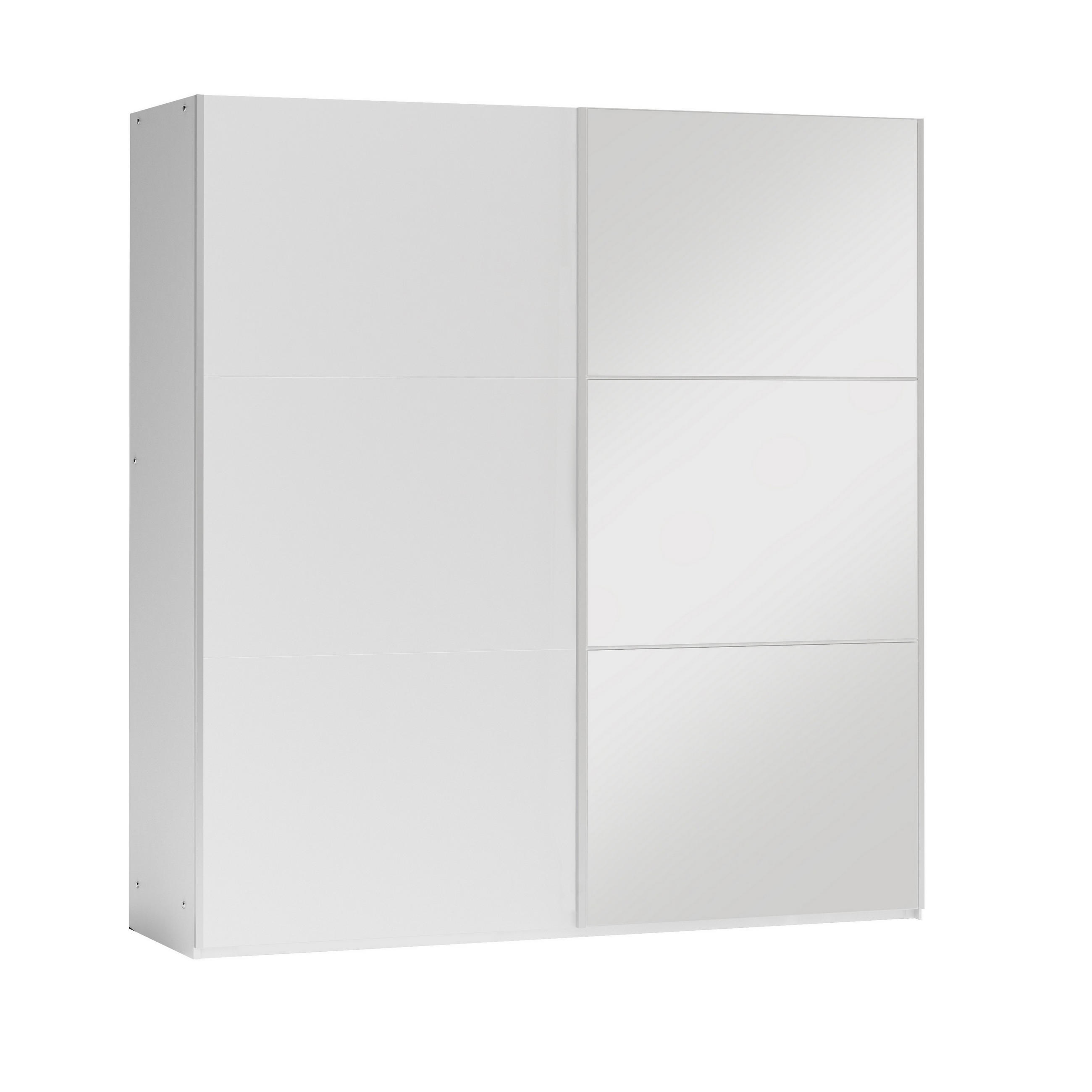 SCHWEBETÜRENSCHRANK IVERN 151/215/65 cm 2-türig mit Spiegel Weiß - Weiß, Holzwerkstoff (151/215/65cm) - MASSENO