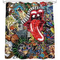 DUSCHVORHANG Graffiti 180 x 200 cm - Rot, Textil (180/200cm) - Sanilo