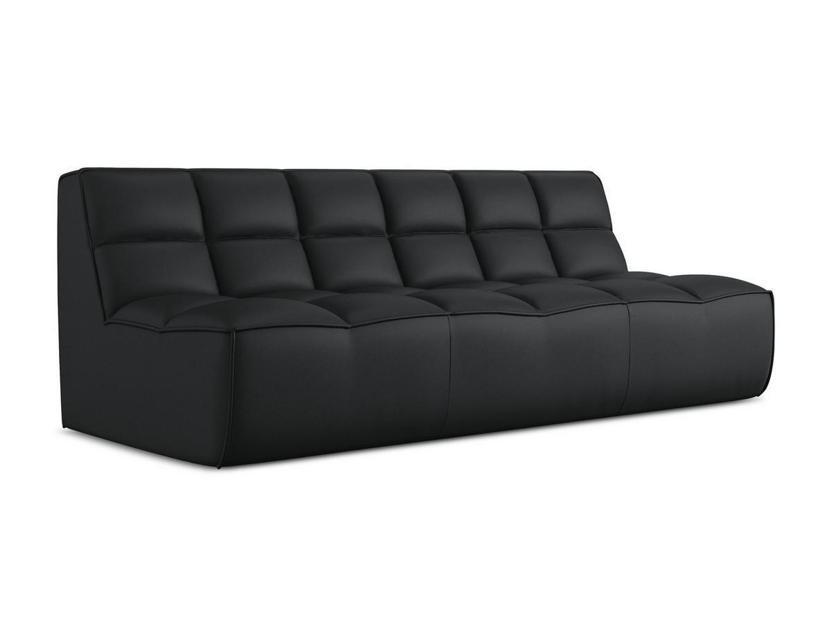3-SITZER SOFA Kunstleder Schwarz - Schwarz/Grau, Leder/Kunststoff (210/75/93cm) - Makamii