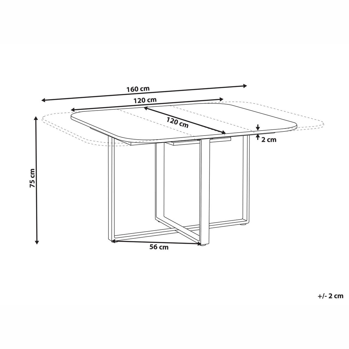 JÍDELNÍ STŮL vysunovací Hnědý 120-160/120 cm Cooper - hnědá, kompozitní dřevo (120/120/75cm) - Beliani