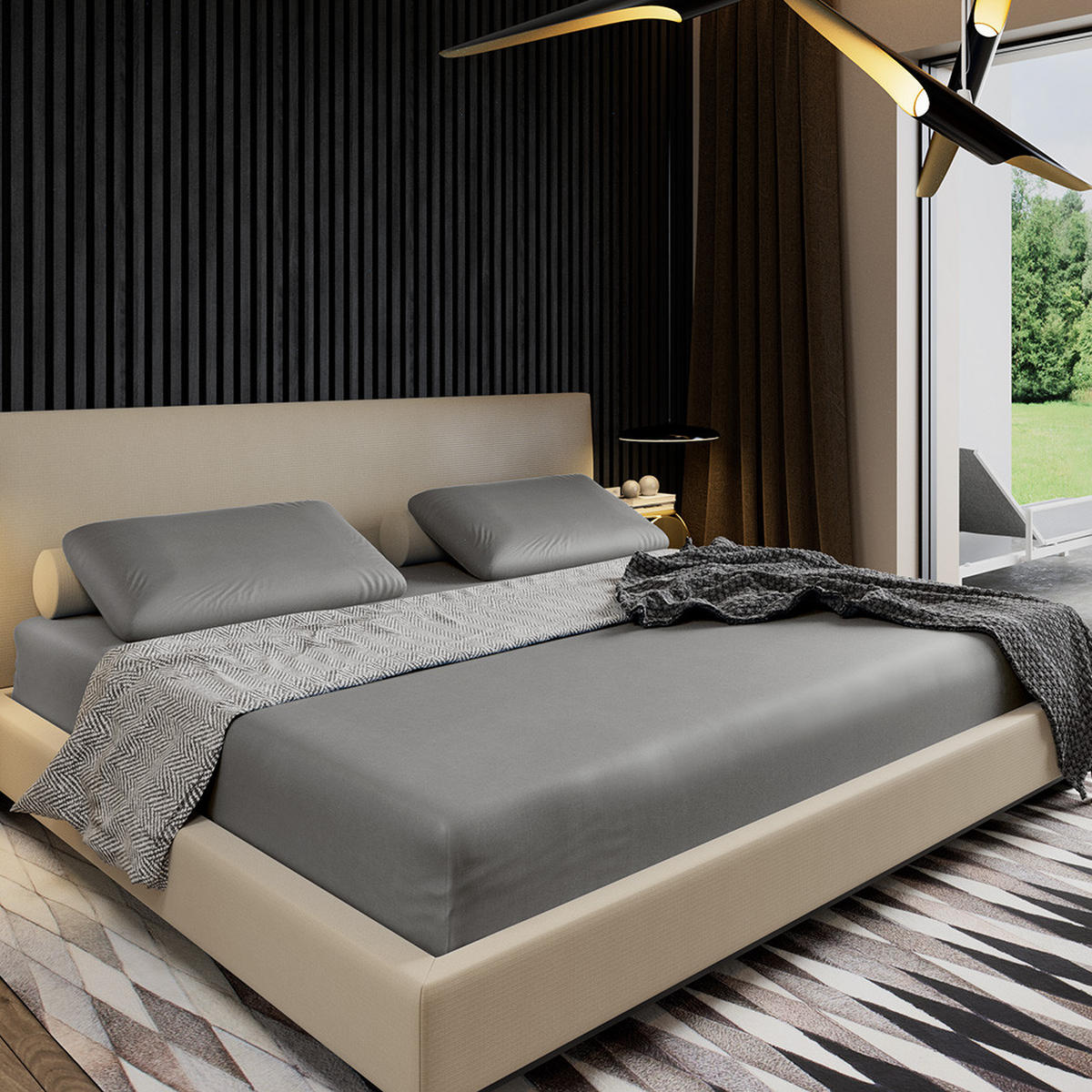 SATINBETTLAKEN aus Baumwolle mit Gummizug - Grau, Textil (90/200cm) - Mr Mattress