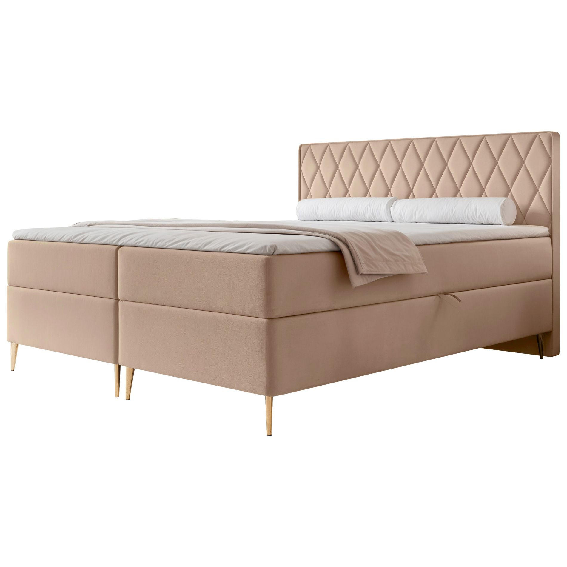 BOXBETT Caresso Beige, Velours, 140x200 cm - Beige/Goldfarben, Textil/Metall (140/200cm) - Selsey
