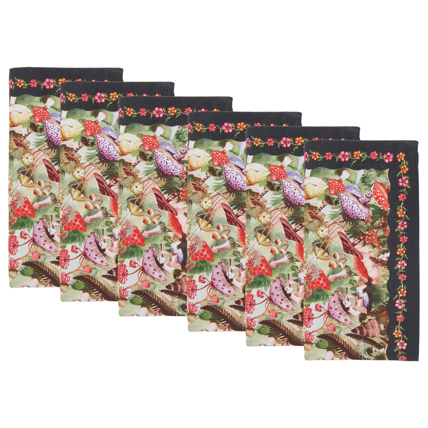 SERVIETTE (6er-Set) Funghi & Flowers 42x42 cm - Multicolor, Textil (42/42cm) - Butlers