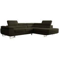 ECKSOFA Stevil Olivgrün Velours - Silberfarben/Olivgrün, Textil/Metall (275/203cm) - Selsey