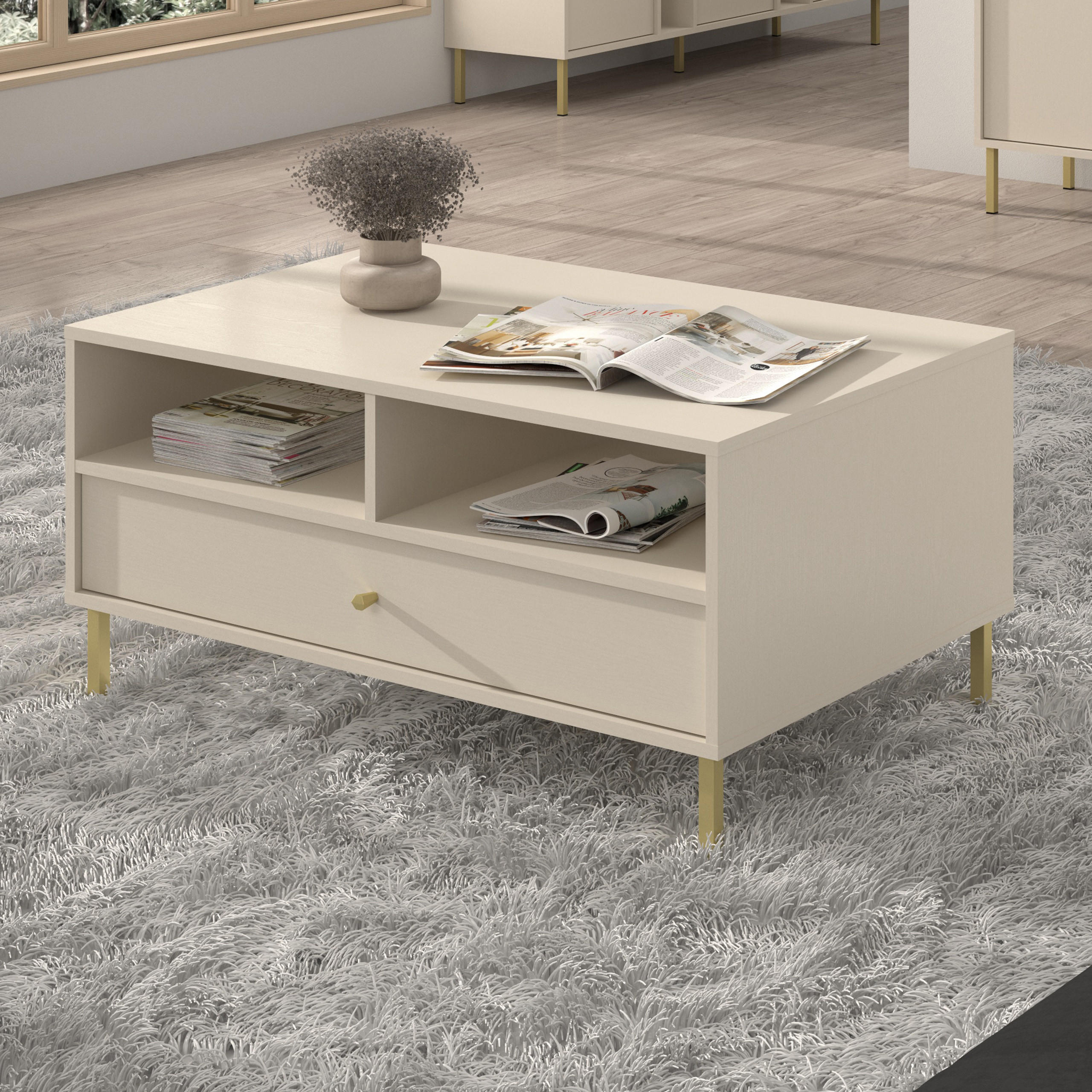 COUCHTISCH TORINO 100,2/50/65 cm Beige - Beige, Holzwerkstoff (65/100.2/50cm) - MASSENO