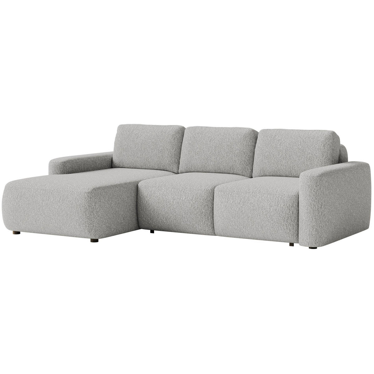 ECKSOFA Carnos Mini Hellgrau Chenille - Hellgrau/Schwarz, Kunststoff/Textil (238/164cm) - Selsey