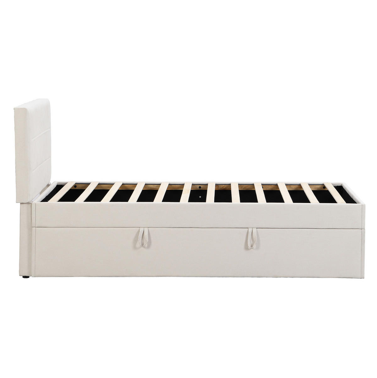 POLSTERBETT 90/200 cm Beige mit Stauraum und Lattenrost - Beige, Holzwerkstoff (90/200cm) - Flora Grace