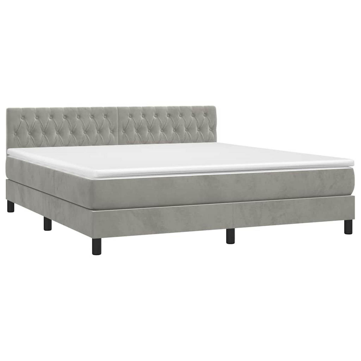 BOXSPRINGBETT 160/200 Cm Grau Samt - Grau, Textil (160/203cm) - vidaXL
