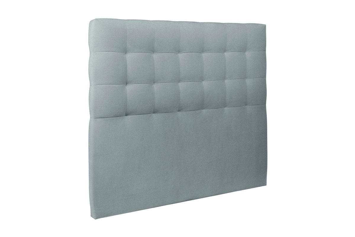 KOPFTEIL gepolstert - Gesteppt – blaugrauer Samtstoff - 140 cm - Beige/Blaugrau, Karton/Holz (140/120/10cm) - Sommeil de Plomb