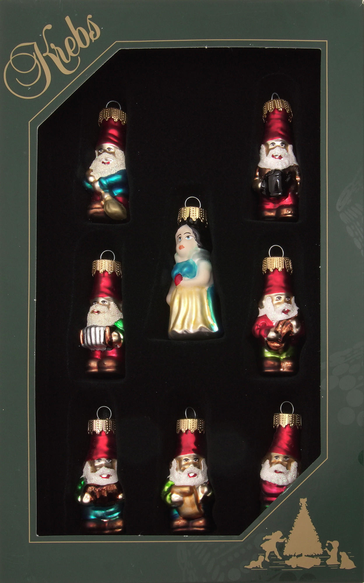 CHRISTBAUMSCHMUCK Schneewittchen Mini-Set Mehrfarbig 6cm (Glas / 8 Stk.) - Multicolor, Glas (3/6/3cm) - Krebs Glas Lauscha