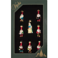 CHRISTBAUMSCHMUCK Schneewittchen Mini-Set Mehrfarbig 6cm (Glas / 8 Stk.) - Multicolor, Glas (3/6/3cm) - Krebs Glas Lauscha