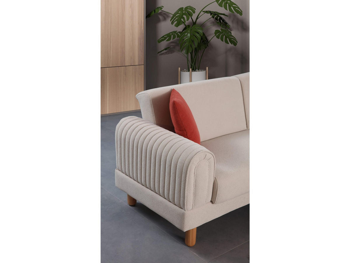 SOFA Charm 3-Sitzer Bouclé Beige - Beige, Holz/Textil (235/84/90cm)