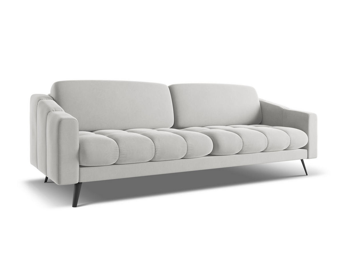 4-SITZER-SOFA Samt Stoff Grau - Silberfarben/Schwarz, Textil/Metall (238/80/95cm) - Makamii