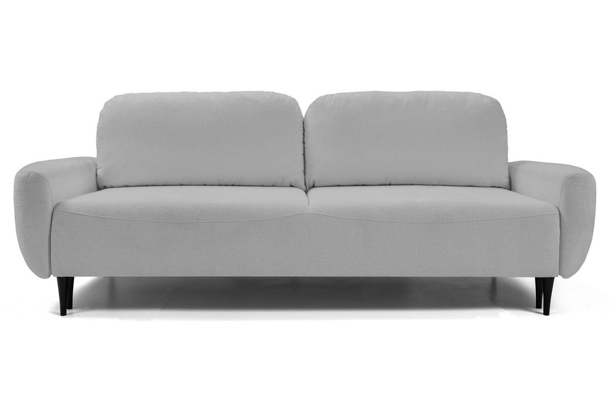 SOFA BOHO Mit Schlaffunktion Und Bettkasten, Wellenfederung, PUR-Schaum, Holzfüße, lose Rückenkissen, freistehend, 244x102x92 cm Grey - Grau, Holz/Textil (244/92/102cm) - DomoHome