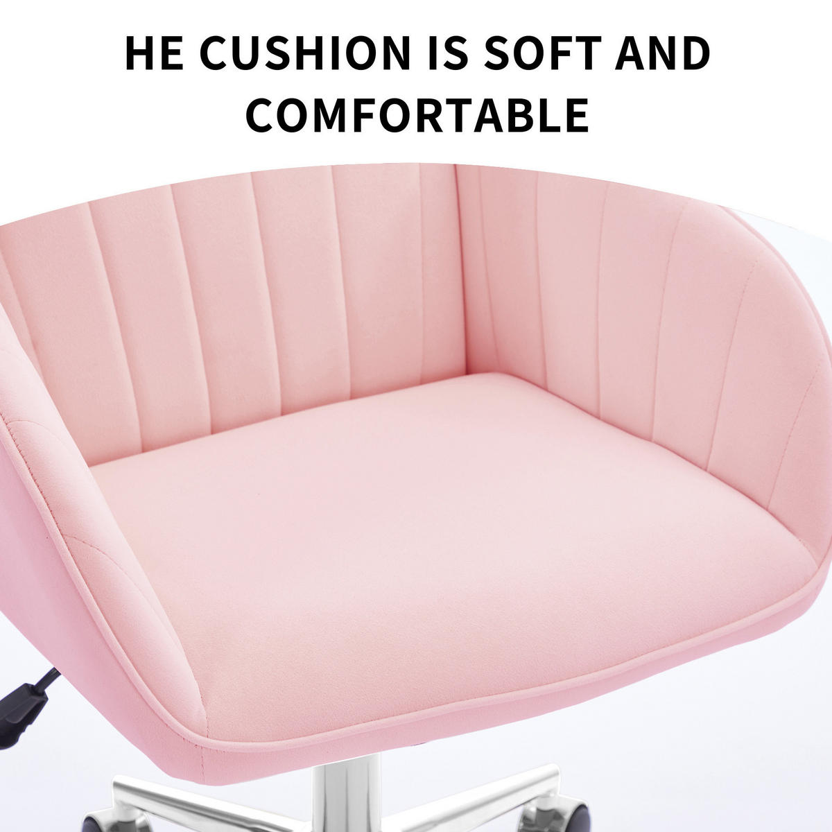 BÜRODREHSTUHL höhenverstellbar 50 bis 59 cm Velvet Pink - Pink, Metall (60/97/62cm) - Meubliv