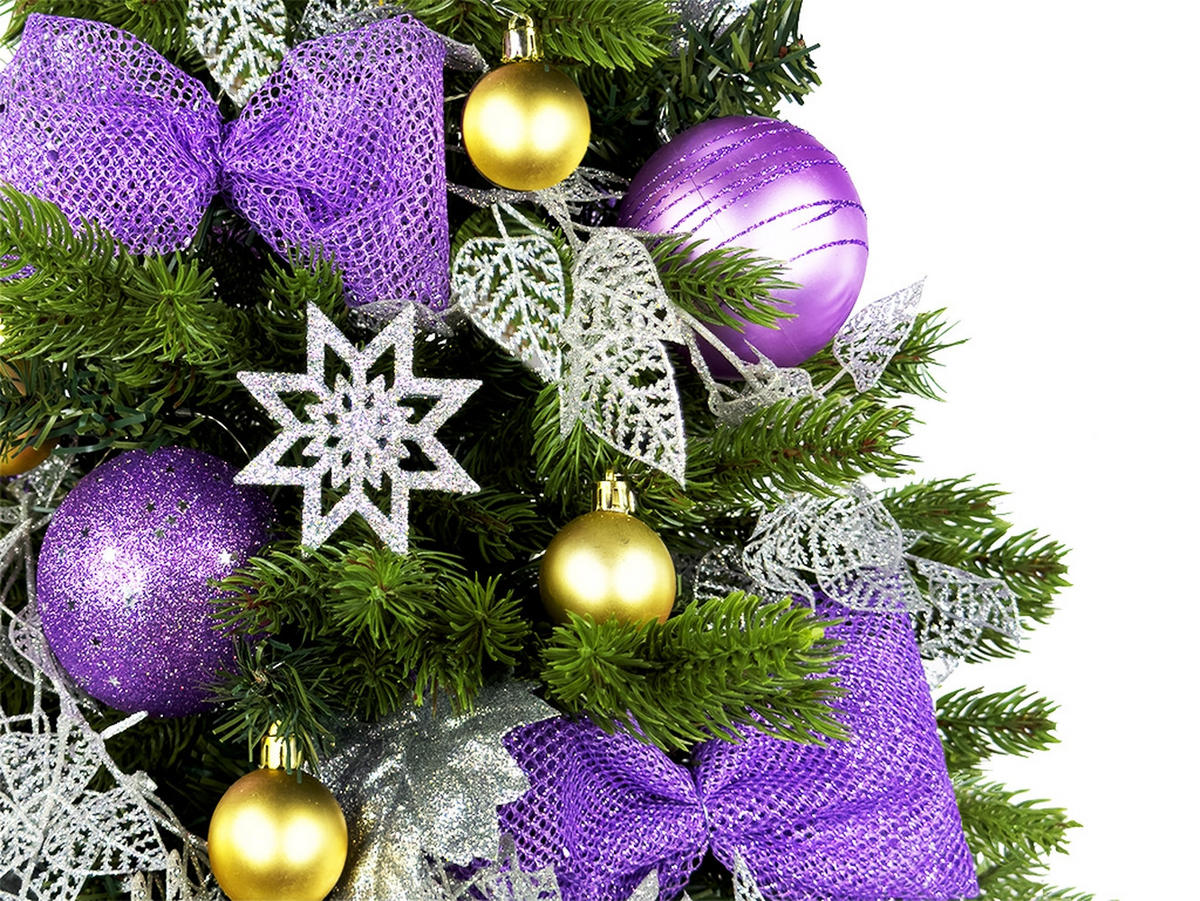 LAALU WEIHNACHTSBAUM geschmückt künstlich FIAL POETRY II 60 cm mit LED-Beleuchtung IN FLOWER - Silberfarben/Lila, Kunststoff (60cm) - LAALU