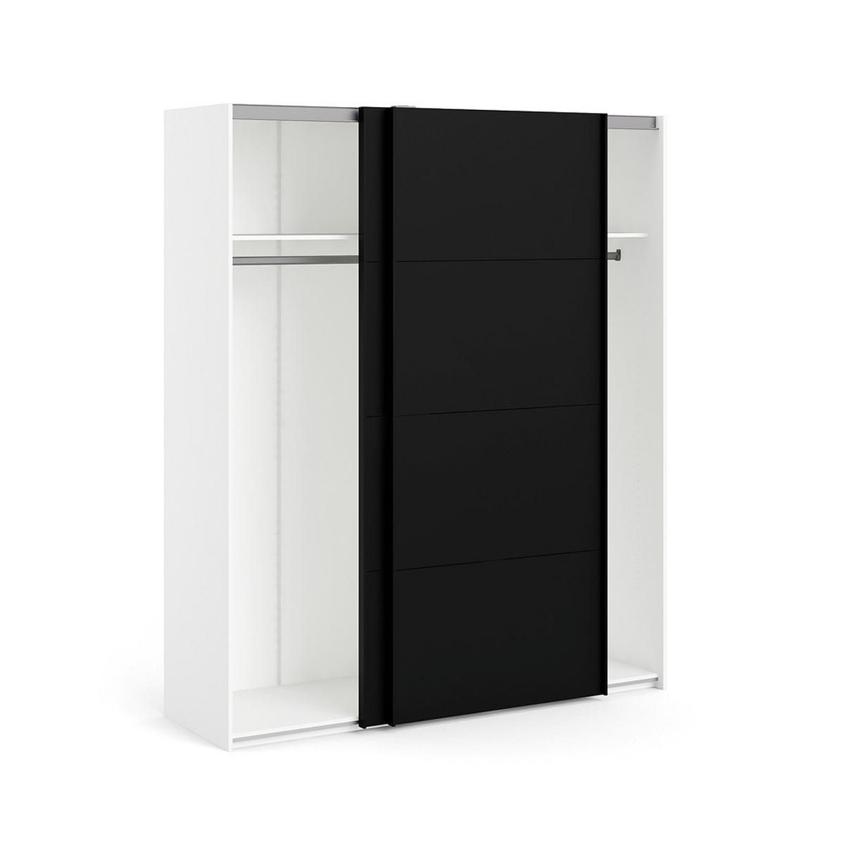 KLEIDERSCHRANK mattschwarz - Weiß, Holzwerkstoff (182/220/62cm) - ebuy24