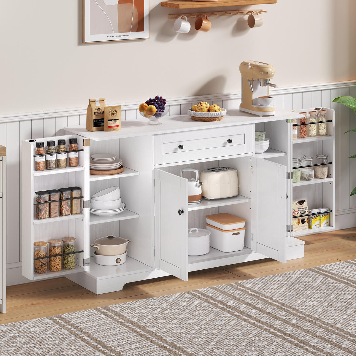 SIDEBOARD 138 cm Weiß aus MDF mit Schublade - Weiß, Holzwerkstoff (40/85/138cm) - OKMYHOME